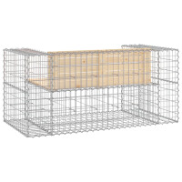 Gartenbank Gabionen INO aus Stahl | 143x71x65,5cm Kiefernhol