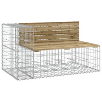Gartenbank Gabionen INO aus Stahl | 244x71x65,5cm Kiefernhol