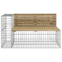 Gartenbank Gabionen INO aus Stahl | 244x71x65,5cm Kiefernhol