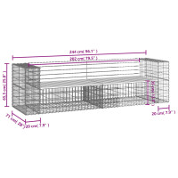 Gartenbank Gabionen INO aus Stahl | 244x71x65,5cm Kiefernhol