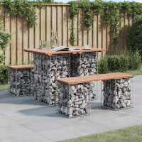 Gartenbank Gabionen TELLE aus Stahl | 100x70x72cm Massivholz