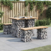 Gartenbank Gabionen TELLE aus Stahl | 100x70x72cm Kiefernhol