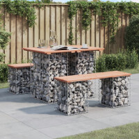 Gartenbank Gabionen TELLE aus Stahl | 100x70x72cm Massivholz