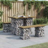 Gartenbank Gabionen TELLE aus Stahl | 100x70x72cm Kiefernhol
