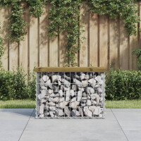 Gartenbank Gabionen BIKS aus Stahl | 63x31,5x42cm Kiefernhol