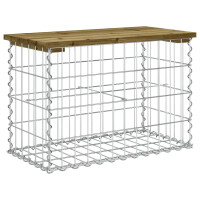 Gartenbank Gabionen BIKS aus Stahl | 63x31,5x42cm Kiefernhol