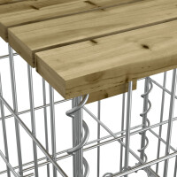 Gartenbank Gabionen BIKS aus Stahl | 63x31,5x42cm Kiefernhol