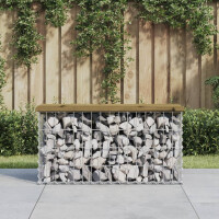 Gartenbank Gabionen BIKS aus Stahl | 83x31,5x42cm Kiefernhol