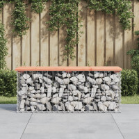 Gartenbank Gabionen BIKS aus Stahl | 103x31,5x42cm Massivhol