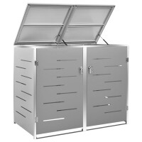 2er Mülltonnenbox JAGU Edelstahl | Grau | 115,5x138x77,