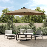 Sonnenschirm rund MARC 350cm Taupe | UV-Schutz, Kurbelsystem