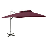 Sonnenschirm rechteckig LOTI 300cm Rot | UV-Schutz,...